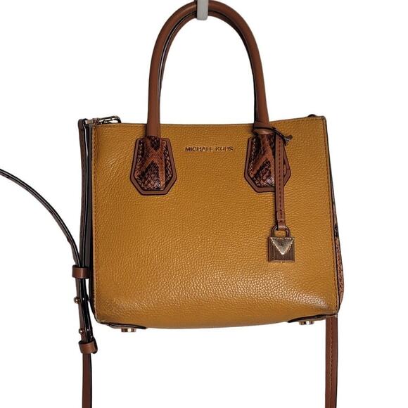 Michael Kors Mercer Large Pebbled Leather Accordion Tote- Marigold - Picture 7 of 11